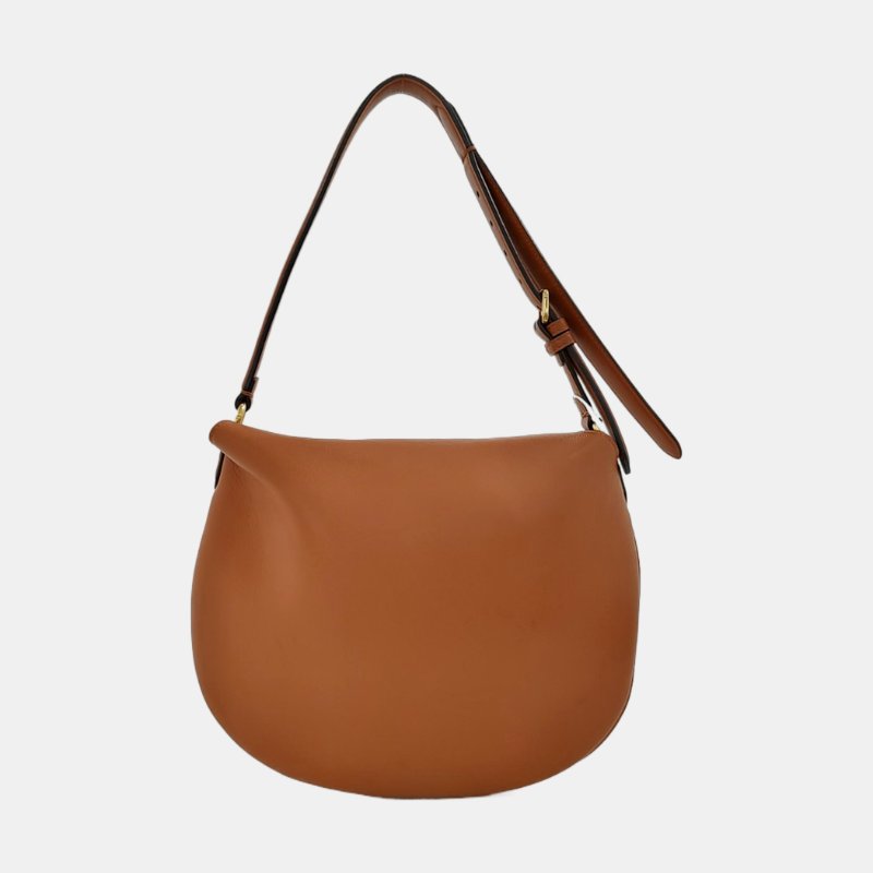 FENDI 小號 棕色牛皮肩背包 金色五金-4