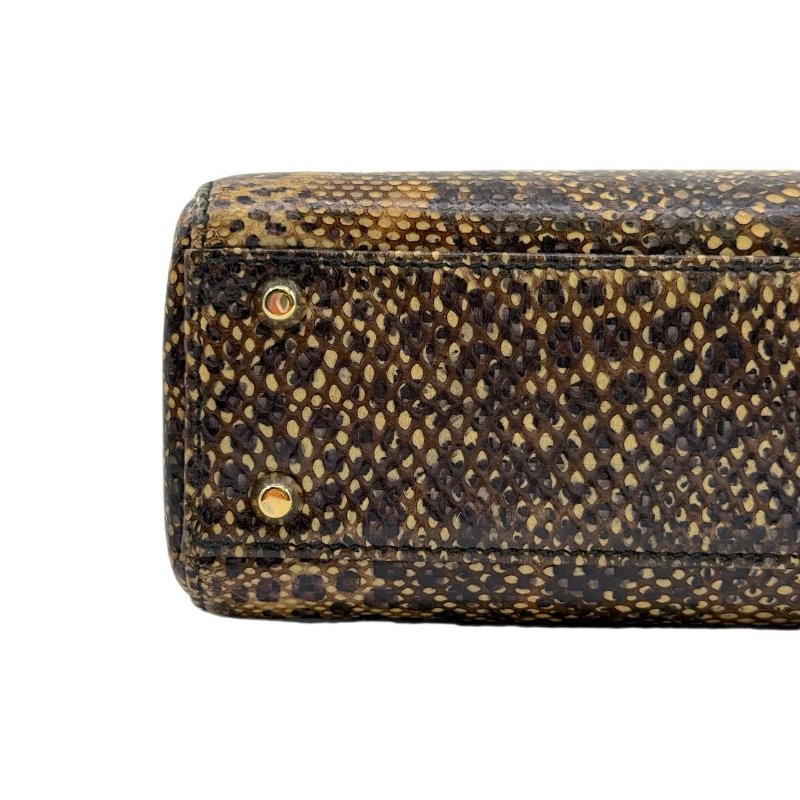 ［2224］Lady Dior Mini 三格 黃色蛇皮-9