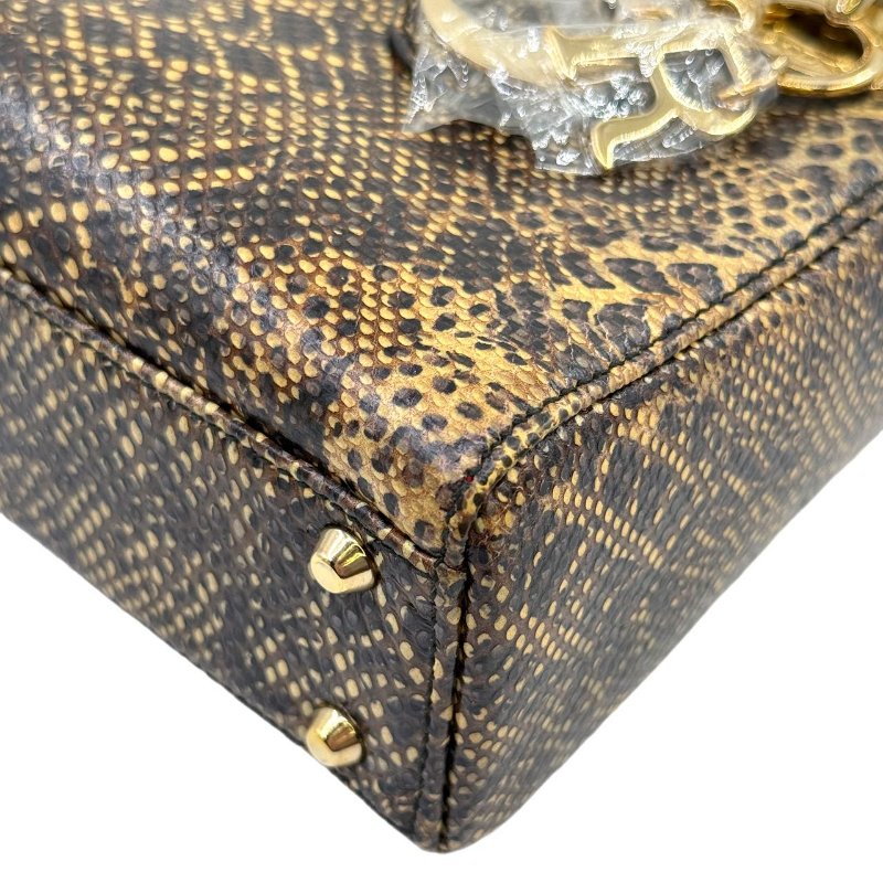 ［2224］Lady Dior Mini 三格 黃色蛇皮-12