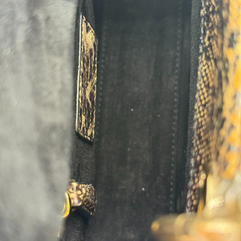 ［2224］Lady Dior Mini 三格 黃色蛇皮-17