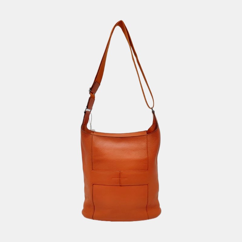 HERMES Good News 愛馬仕橙Clemence牛皮肩背包斜背包 銀色五金-4