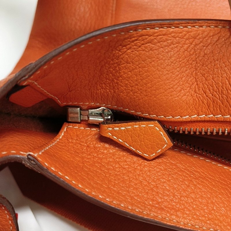 HERMES Good News 愛馬仕橙Clemence牛皮肩背包斜背包 銀色五金-12