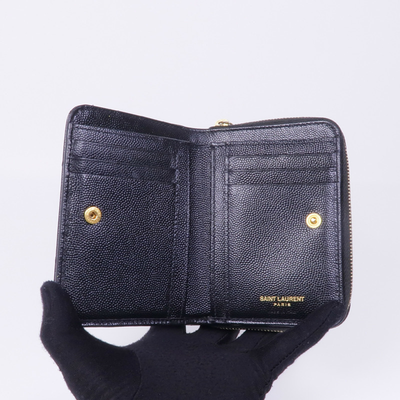 SAINT LAURENT 牛皮皮革Wallet金扣錢包-13