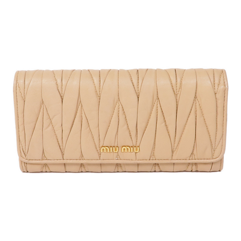 Miu Miu Nappa皮革Matelasse Long Wallet金扣長錢包-0