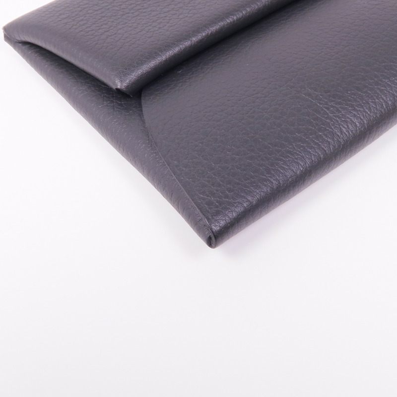 HERMES Evercolor皮革Coin Case銀扣零錢包Noir-7