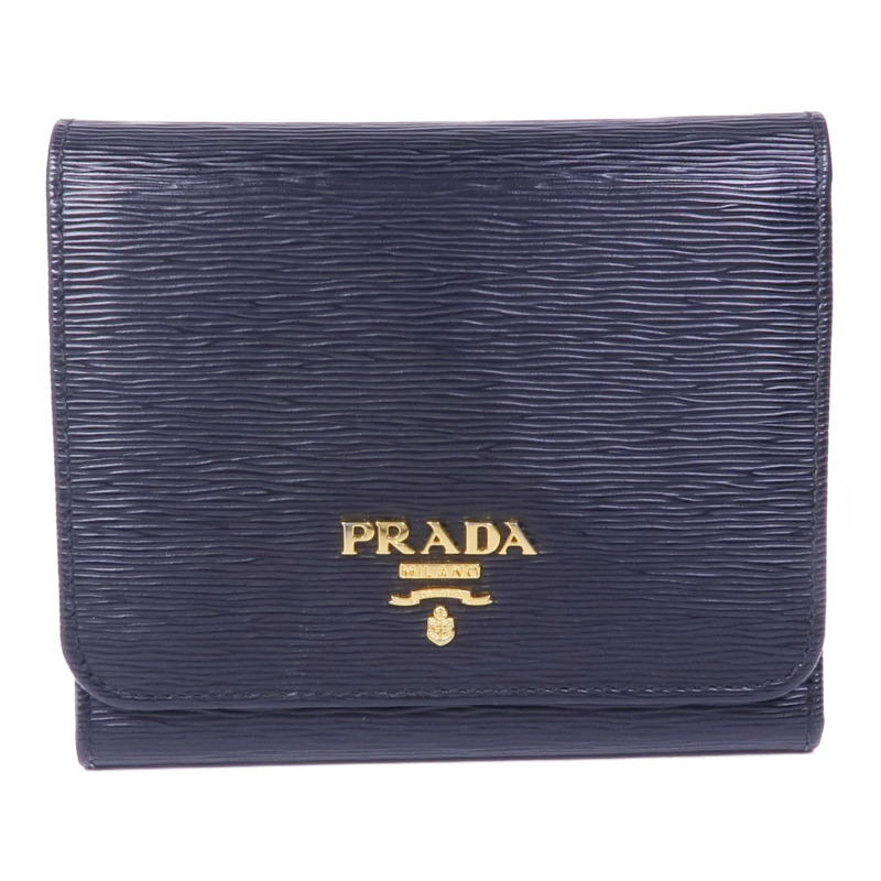 PRADA 牛皮皮革Wallet金扣錢包-0