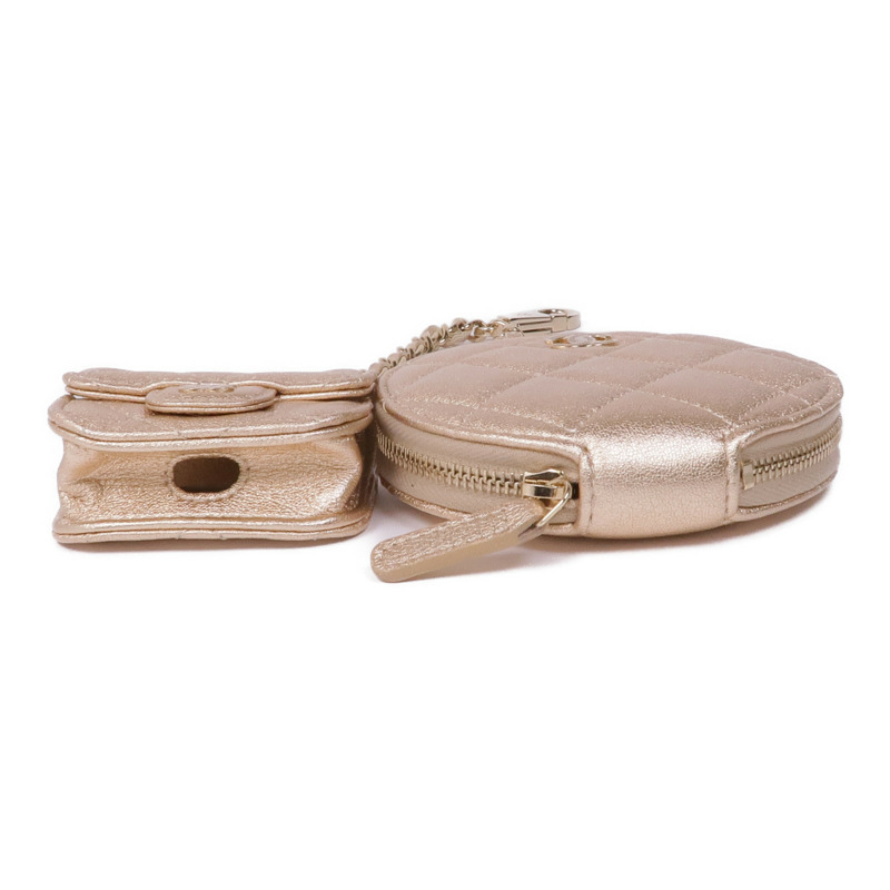 CHANEL 羊皮皮革Coin Case金扣零錢包-3