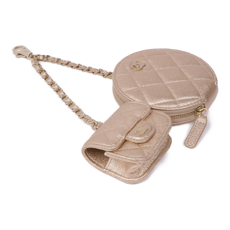 CHANEL 羊皮皮革Coin Case金扣零錢包-5