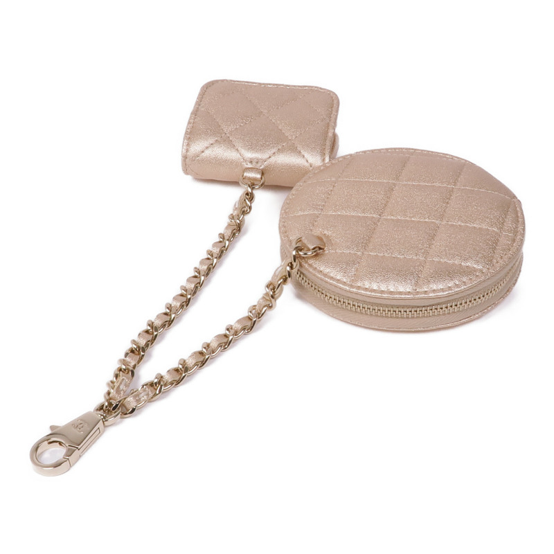 CHANEL 羊皮皮革Coin Case金扣零錢包-6