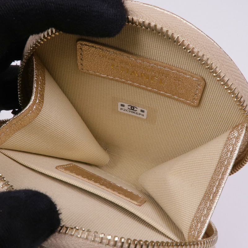 CHANEL 羊皮皮革Coin Case金扣零錢包-7