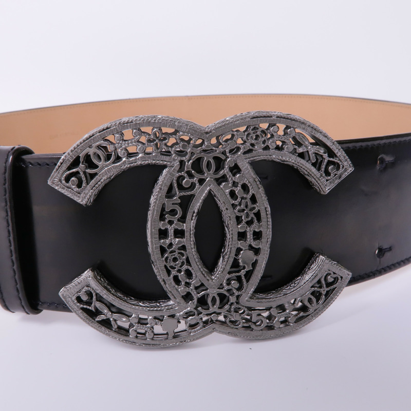 CHANEL 牛皮皮革Belt銀扣皮帶-2