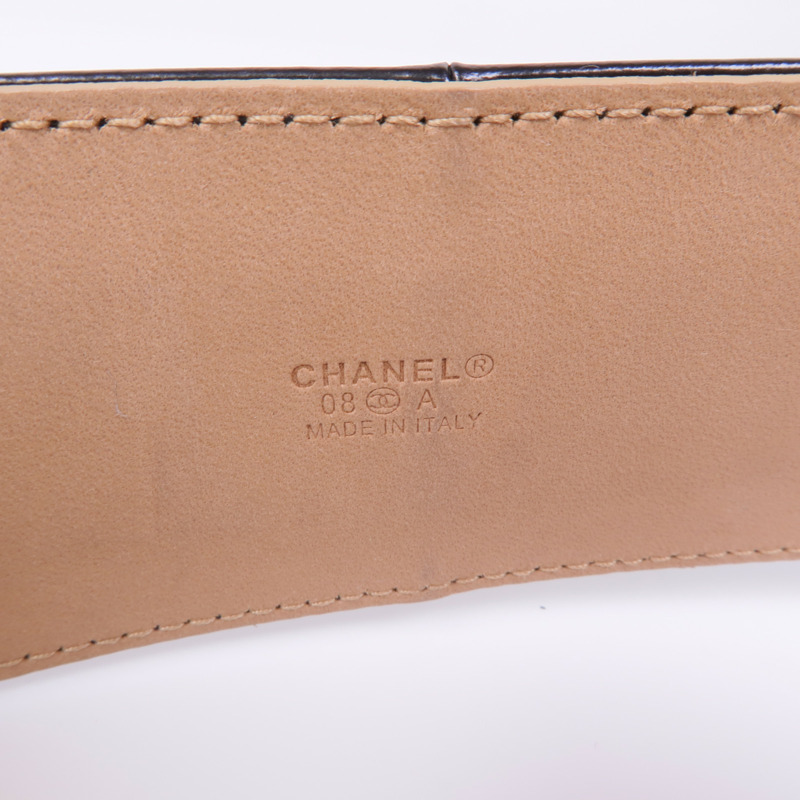 CHANEL 牛皮皮革Belt銀扣皮帶-4