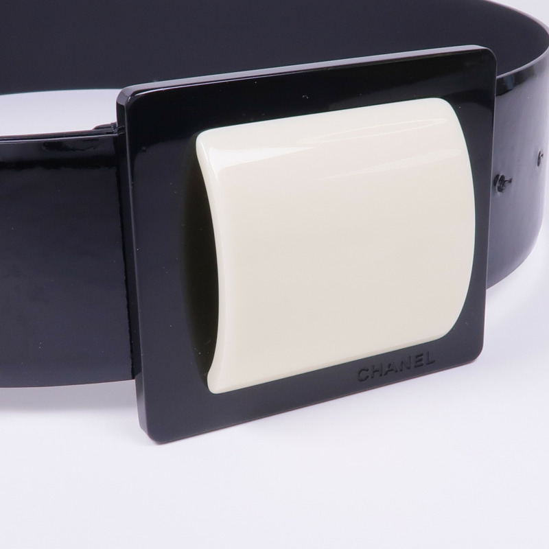 CHANEL 漆皮皮革Belt銀扣皮帶-2