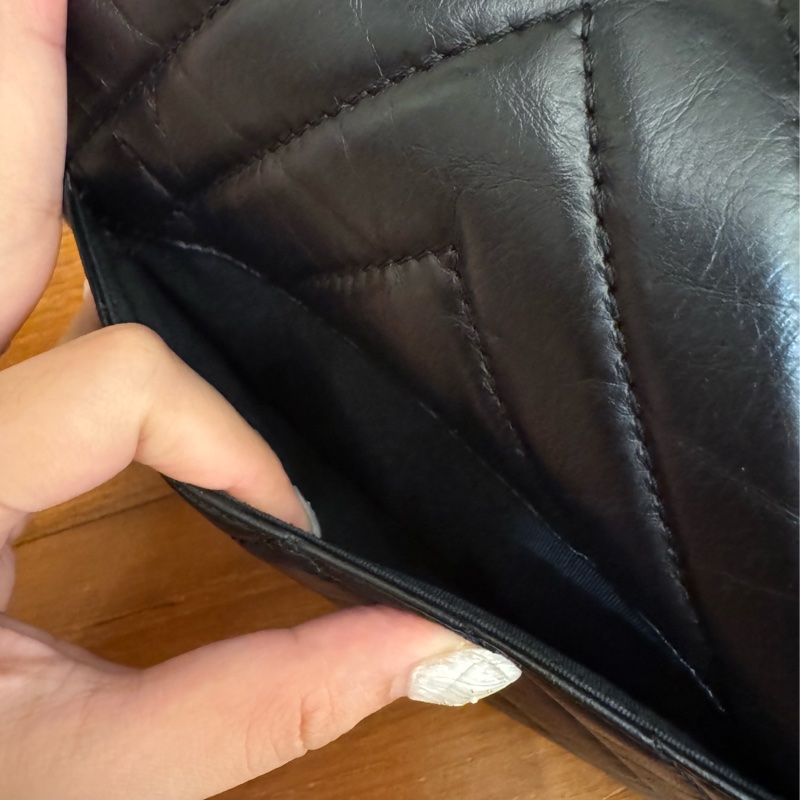 Chanel黑色山形紋金雙C手提兩用包-12