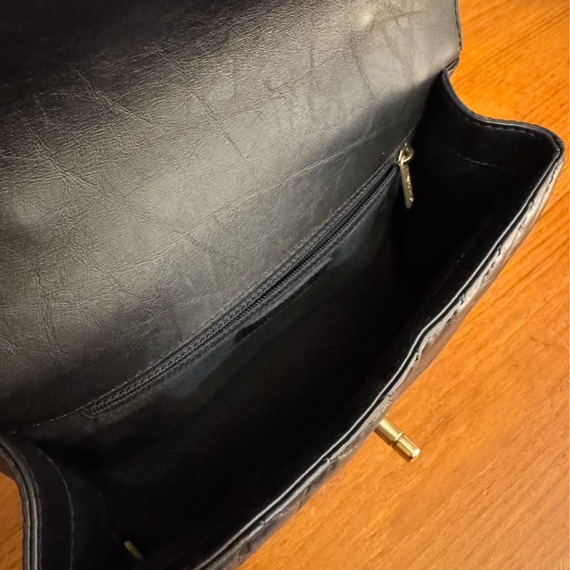 Chanel黑色山形紋金雙C手提兩用包-30