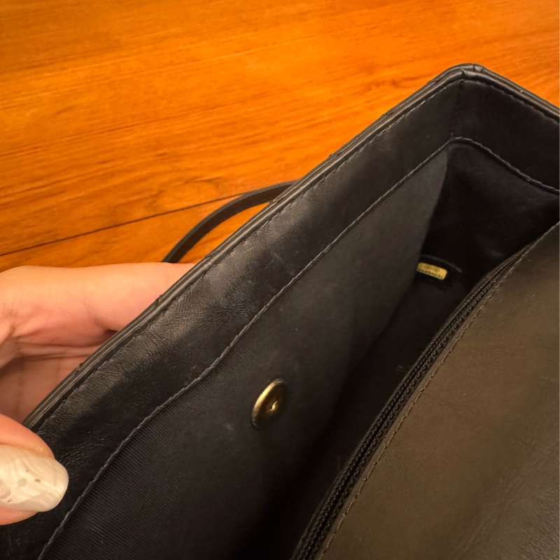 Chanel黑色山形紋金雙C手提兩用包-34