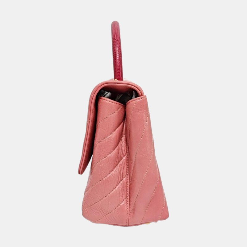 CHANEL COCO HANDLE 中號 粉色牛皮V紋肩背包手提包斜背包 金色五金-2