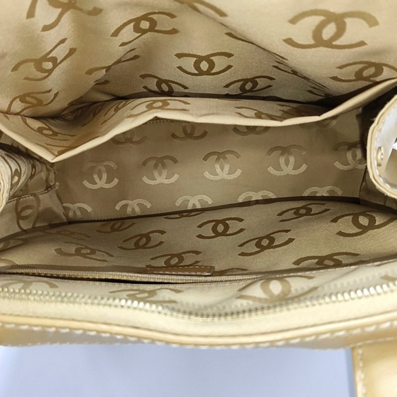 CHANEL vintage卡其色牛皮菱格纹手提包 托特包-6