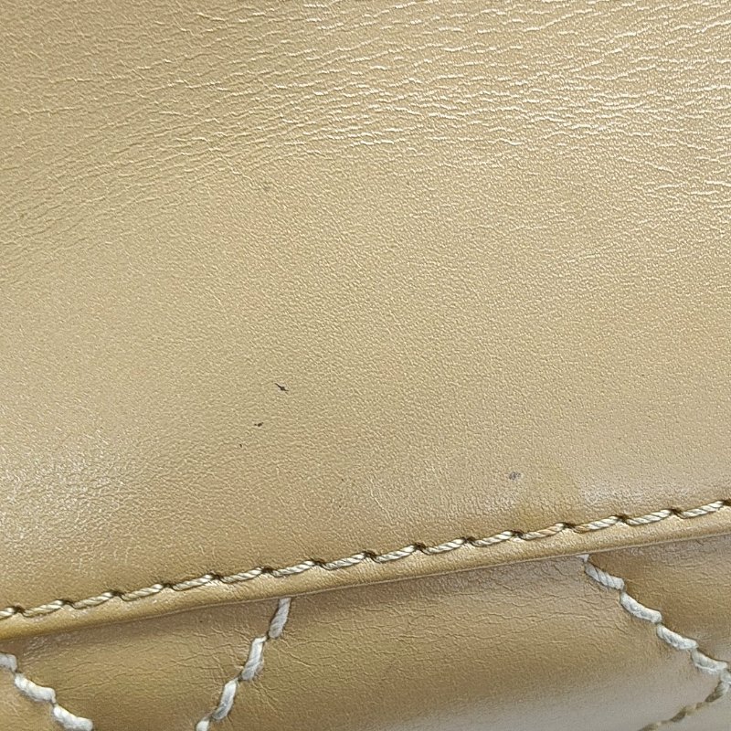 CHANEL vintage卡其色牛皮菱格纹手提包 托特包-10