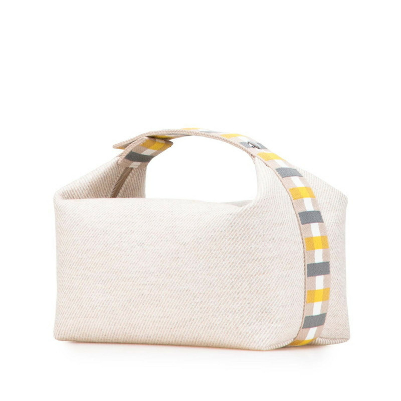 Hermès Bride à Black au Carré GM 手提包 米色黃色 Toile V 字形女士 HERMES-1