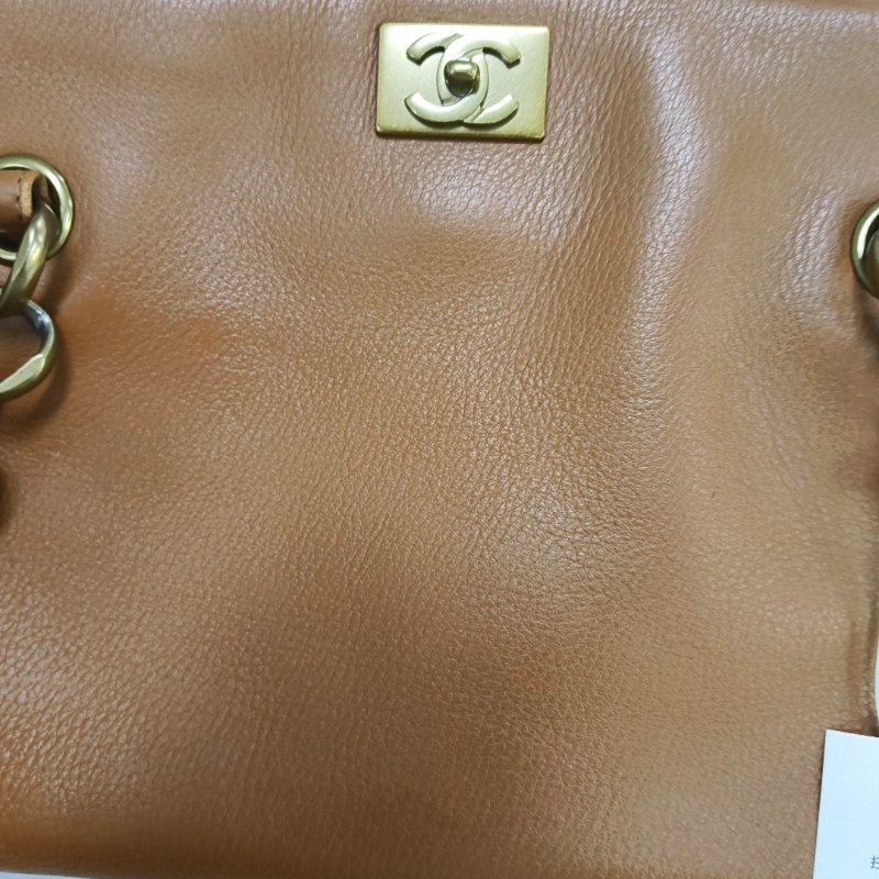 CHANEL 托特包 棕色牛皮肩背包手提包 金色五金-7