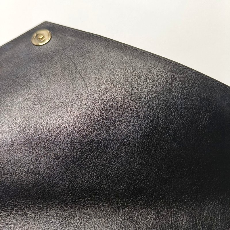 CHANEL黑色牛皮绗縫V紋手拿包 金色五金26開-8