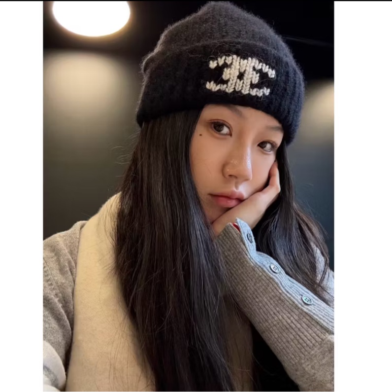 全新 黑色 Chanel logo 全羊毛 毛帽/冷帽-5
