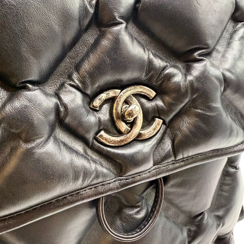 ［2416］Chanel香奈兒 泡芙雙肩包 黑色 羊皮 小號-10