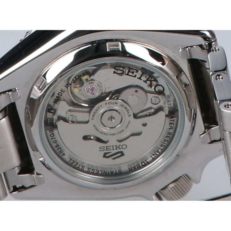 精工 SBSA001 4R36 5 運動型 SKX 系列星期日曆型自動手錶,搭配透明背殼,銀色,男士-5