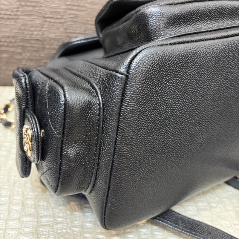 🌟熱門🌟Chanel 黑荔枝牛皮Duma中號手提後背包AS4398-6