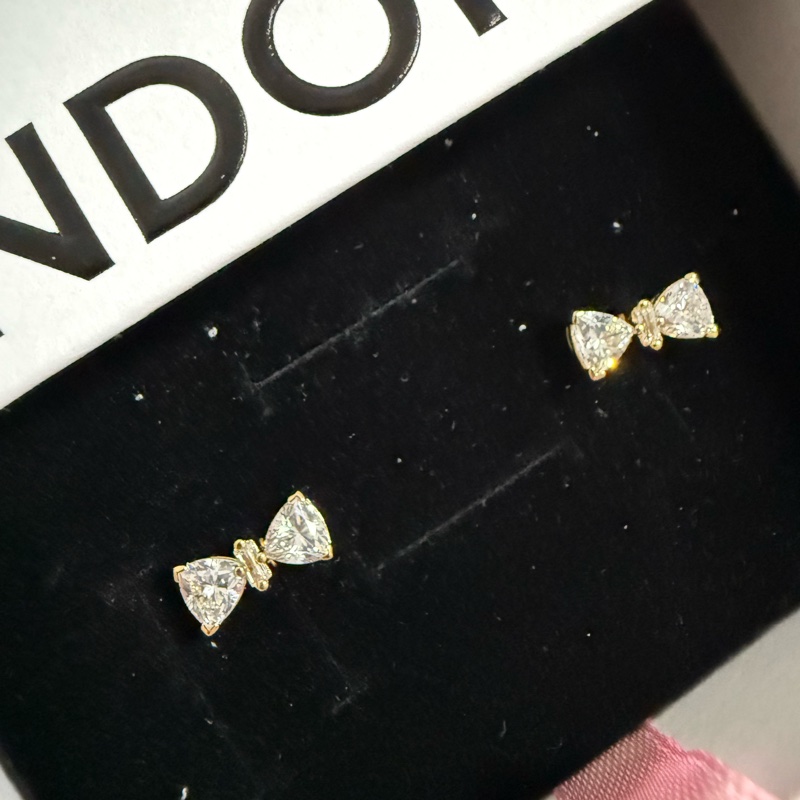 PANDORA 璀璨蝴蝶結耳環 鍍14k金-3