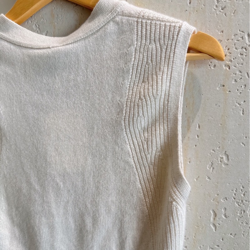 HERMES 米白色針織鈕釦背心 36碼-5