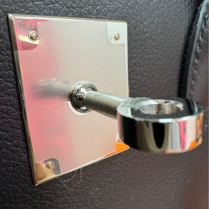 Hermès Birkin 35 Black Evergrain Leather Handbag with Silver Hardware and Fringe Stamp W-5