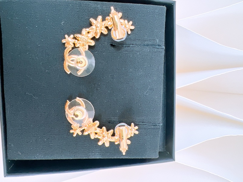Chanel 23k 花花雙C水鑽耳環/耳骨夾-3