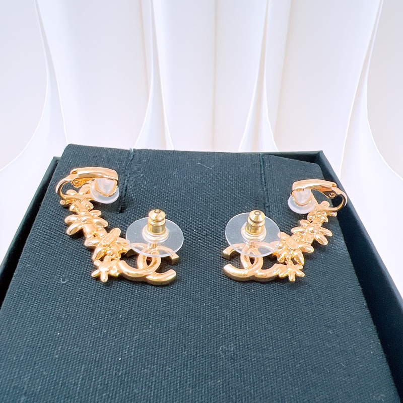 Chanel 23k 花花雙C水鑽耳環/耳骨夾-4