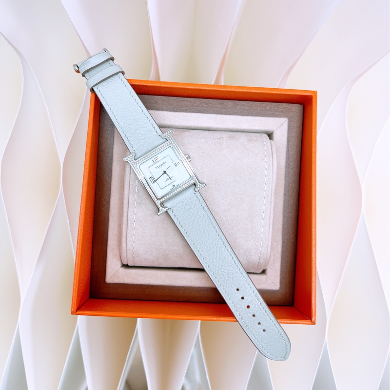 Hermes heure h 淺灰鑽石機械錶 30mm-2