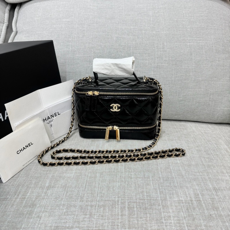 香奈兒Chanel 香奈兒 雙層雙拉鍊化妝箱 長盒子化妝盒-0