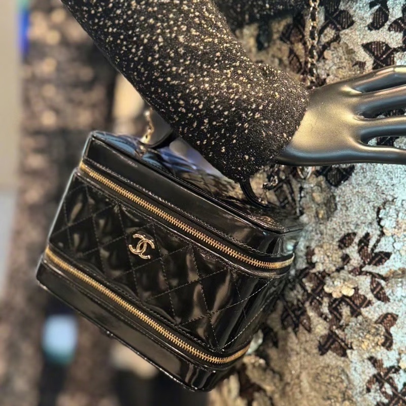 香奈兒Chanel 香奈兒 雙層雙拉鍊化妝箱 長盒子化妝盒-2