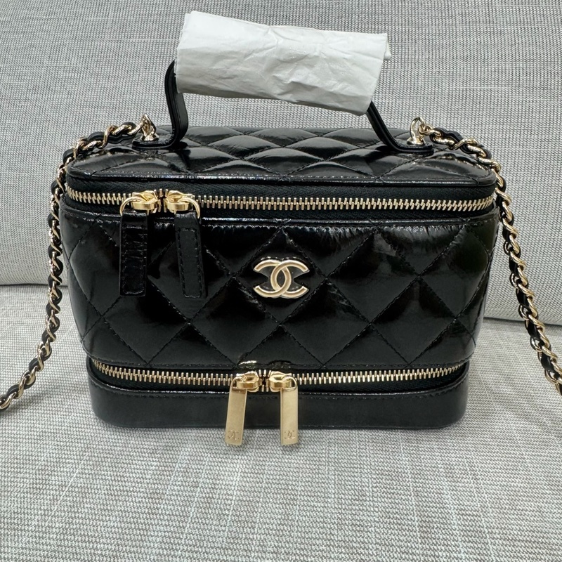 香奈兒Chanel 香奈兒 雙層雙拉鍊化妝箱 長盒子化妝盒-3