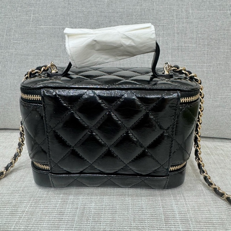 香奈兒Chanel 香奈兒 雙層雙拉鍊化妝箱 長盒子化妝盒-4