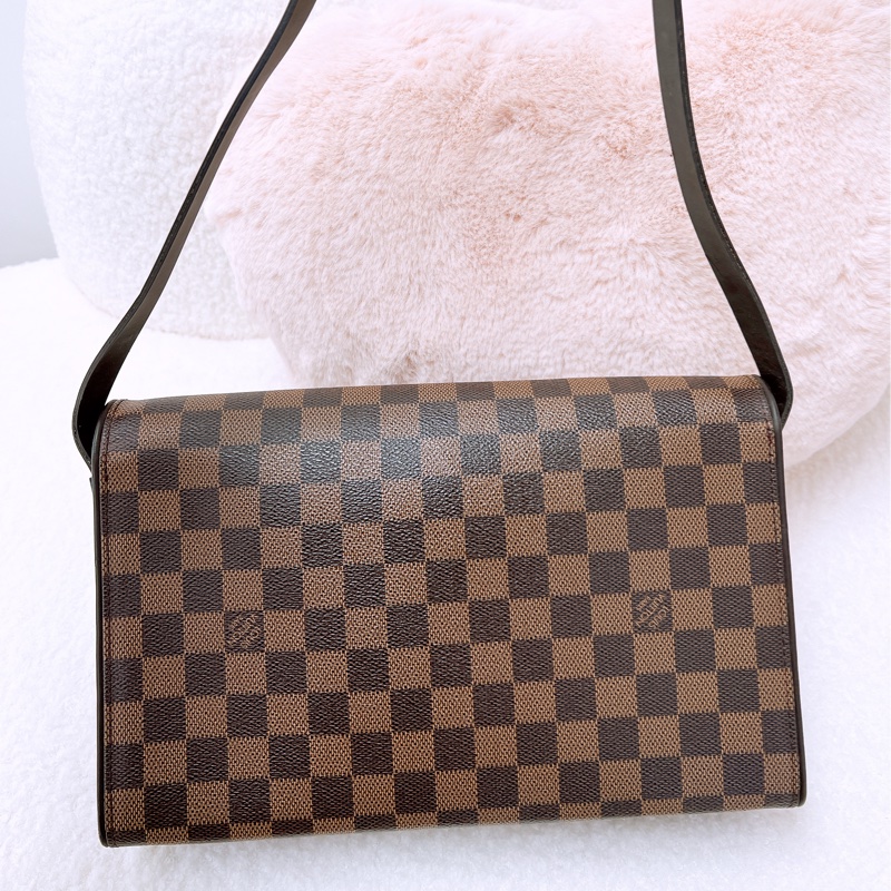 Lv tribeca 啡色棋盤格腋下包/肩背包-9