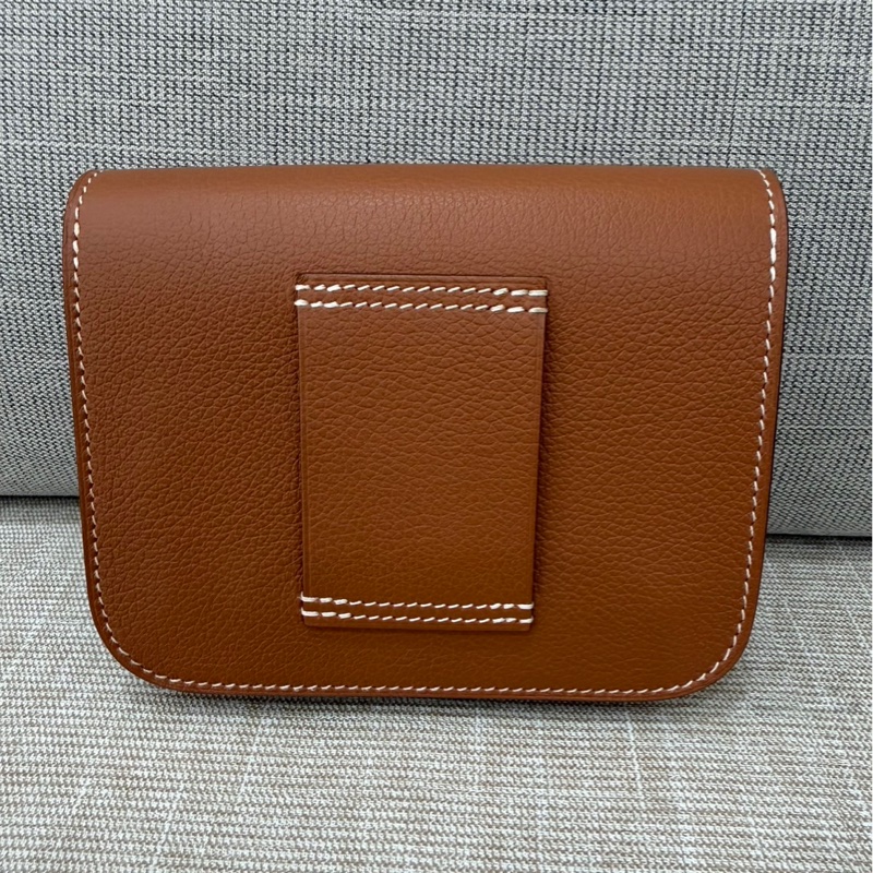 愛馬仕 Hermès 康康slim金棕金扣U刻 檸檬黃內卡包 ec皮-8