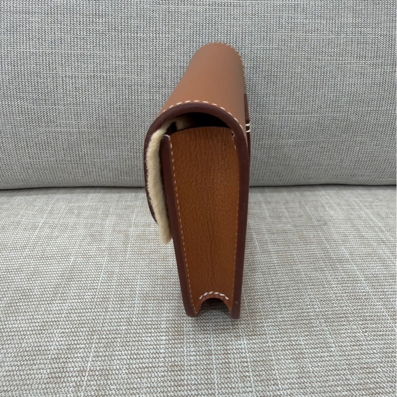 愛馬仕 Hermès 康康slim金棕金扣U刻 檸檬黃內卡包 ec皮-10