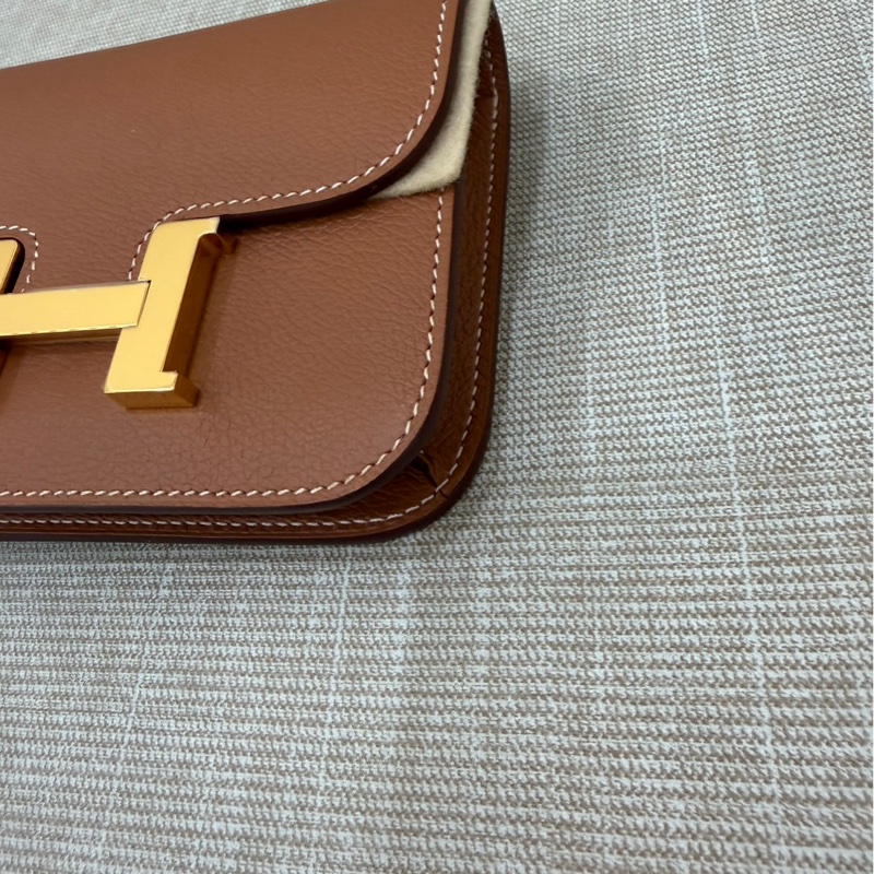 愛馬仕 Hermès 康康slim金棕金扣U刻 檸檬黃內卡包 ec皮-11