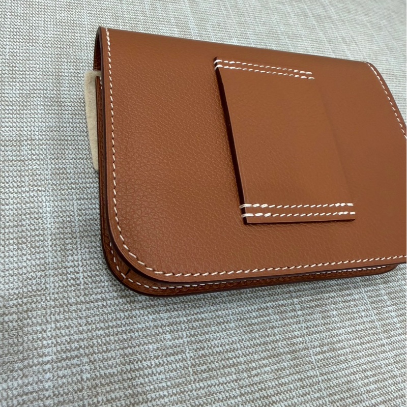 愛馬仕 Hermès 康康slim金棕金扣U刻 檸檬黃內卡包 ec皮-14
