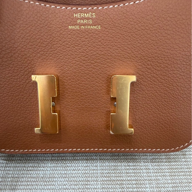 愛馬仕 Hermès 康康slim金棕金扣U刻 檸檬黃內卡包 ec皮-20