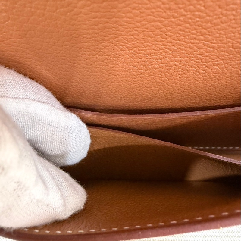 愛馬仕 Hermès 康康slim金棕金扣U刻 檸檬黃內卡包 ec皮-24