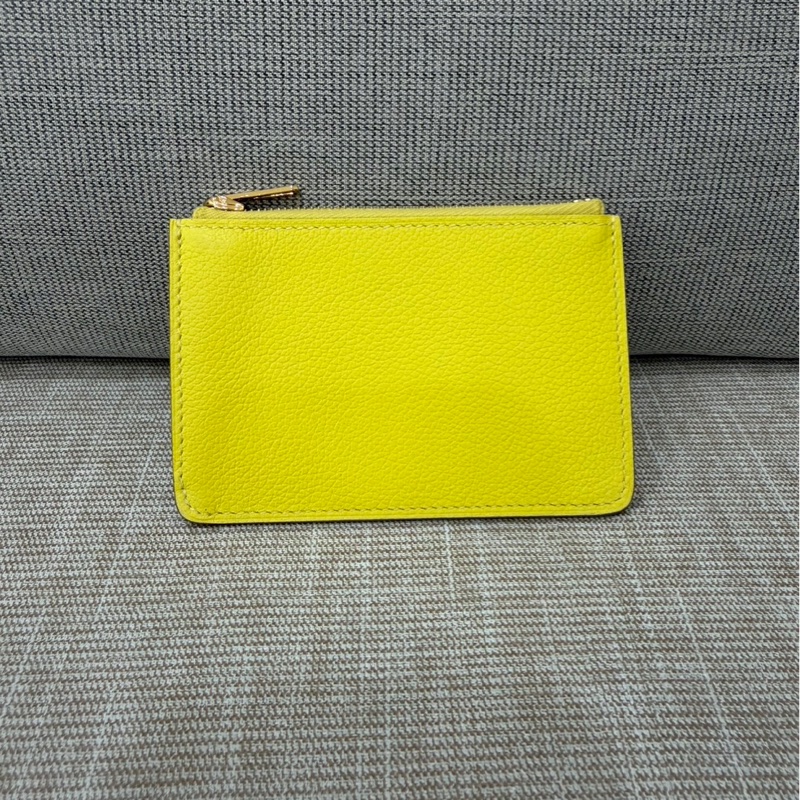 愛馬仕 Hermès 康康slim金棕金扣U刻 檸檬黃內卡包 ec皮-25