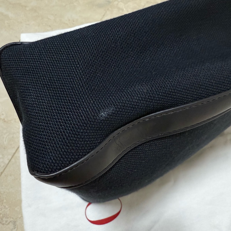 VALENTINO VLTN 字母印花帆布拼牛皮手提/斜背托特包(黑色)-5