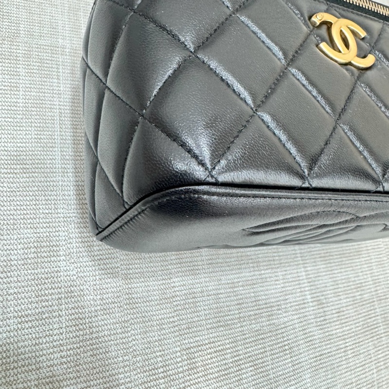 香奈兒Chanel25B 新款雙C調節扣長盒子黑金羊皮-8